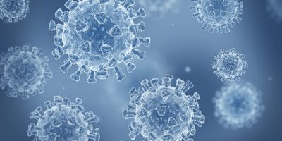 3D render of coronaviruses cells