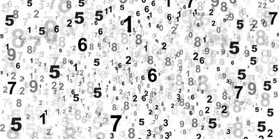 Numbers floating on white background