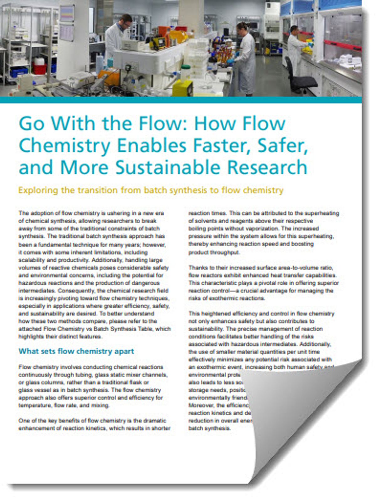 Enhancing efficiency, safety, and sustainability through flow chemistry Enhancing efficiency, safety, and sustainability through flow chemistry